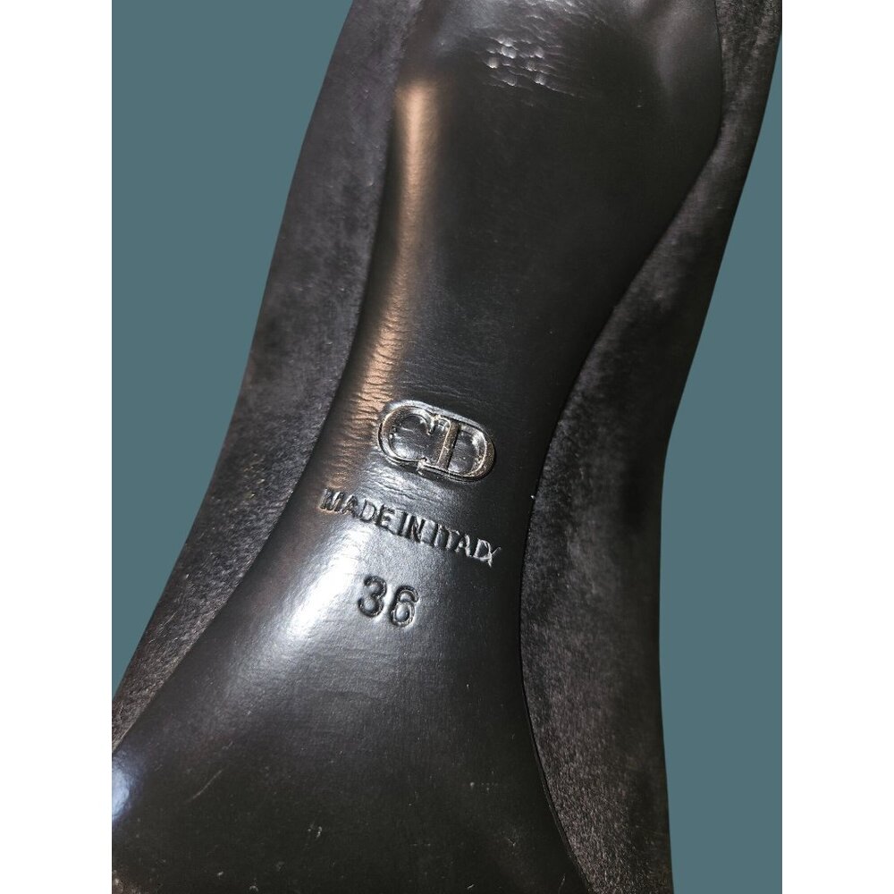 Christian Dior Essence Black Suede Pointy Toe Curved Heel Pumps Women Size 36 - Picture 15 of 16